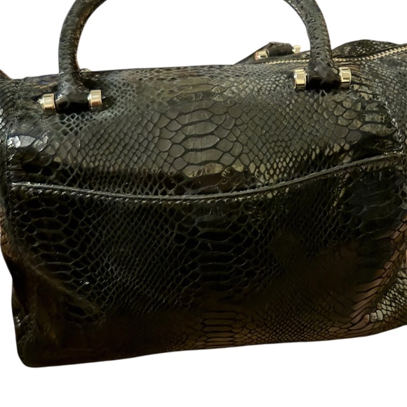 Michael Kors Chain Snake Embossed Leather Shoulder Bag/Cross Body Jet Set BlacK - Picture 11 of 15